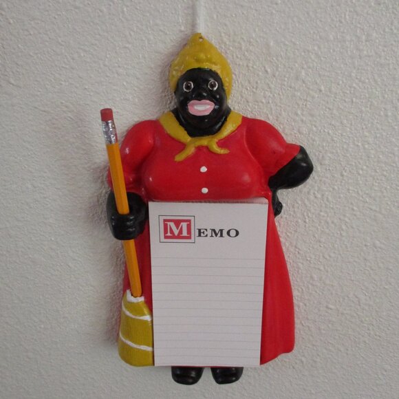 FINAL SALE! VTG Ceramic? Heavy Black Americana Memo/Note Pad & Pencil Holder. - Picture 1 of 10